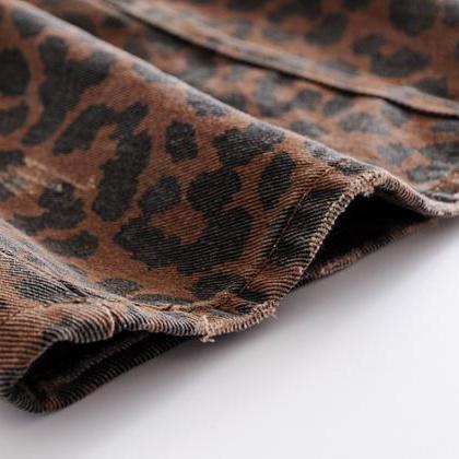 High rise leopard denim skirts